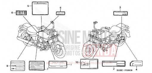 ETIQUETTE DE PRECAUTIONS VT125C21 de 2001